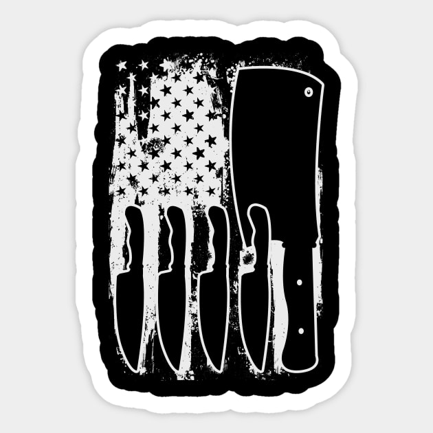 Chef Cook USA Flag Knives Sticker by CreativeGiftShop
